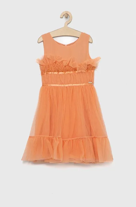 Guess sukienka dziecięca kolor pomarańczowy mini rozkloszowana