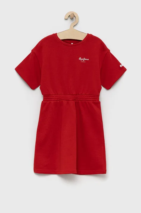 Dievčenské bavlnené šaty Pepe Jeans PJL GJ Non-denim červená farba, mini, áčkový strih