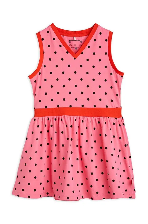 Dječja haljina Mini Rodini boja: ružičasta, mini, širi se prema dolje