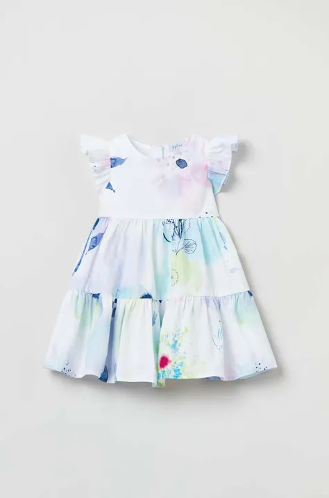 Детское хлопковое платье OVS цвет белый mini расклешённое