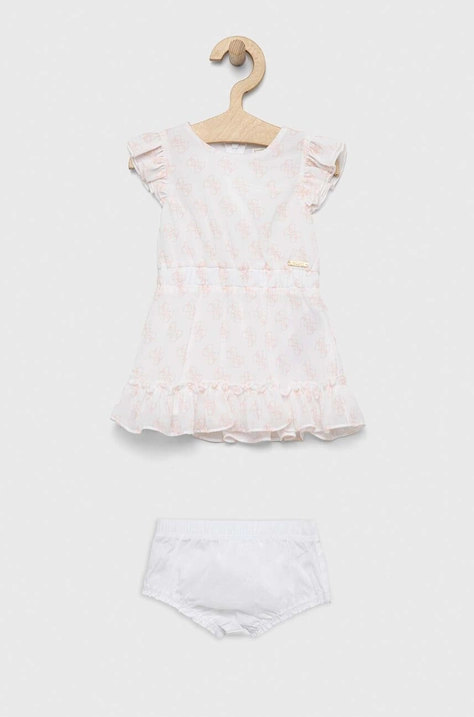 Haljina za bebe Guess boja: bež, mini, širi se prema dolje