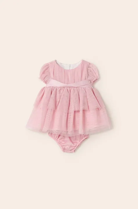 Παιδικό φόρεμα Mayoral Newborn χρώμα: ροζ