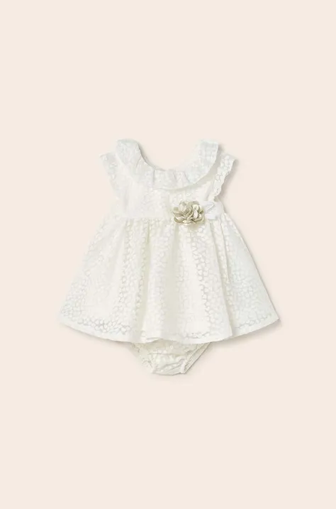 Dječja haljina Mayoral Newborn boja: bež, mini, širi se prema dolje