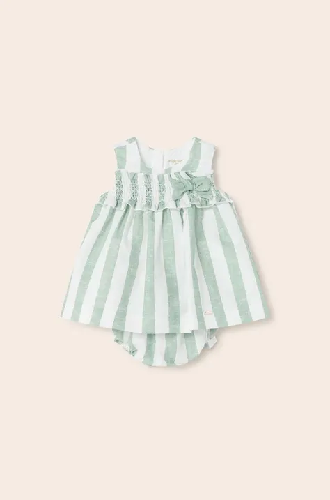 Dětské bavlněné šaty Mayoral Newborn tyrkysová barva, mini