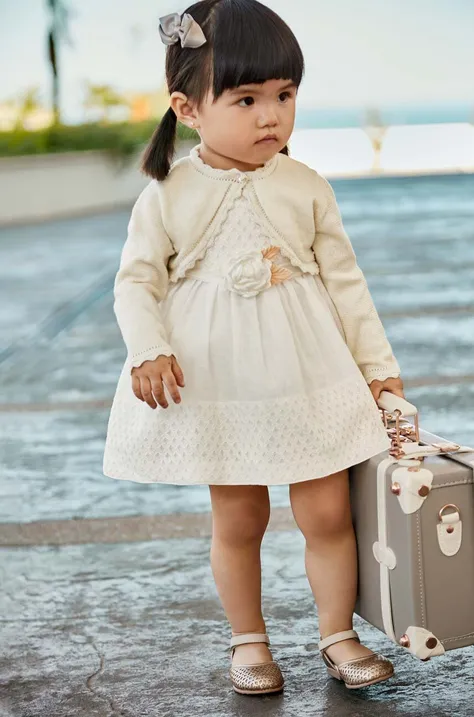 Детское платье Mayoral цвет белый mini расклешённое