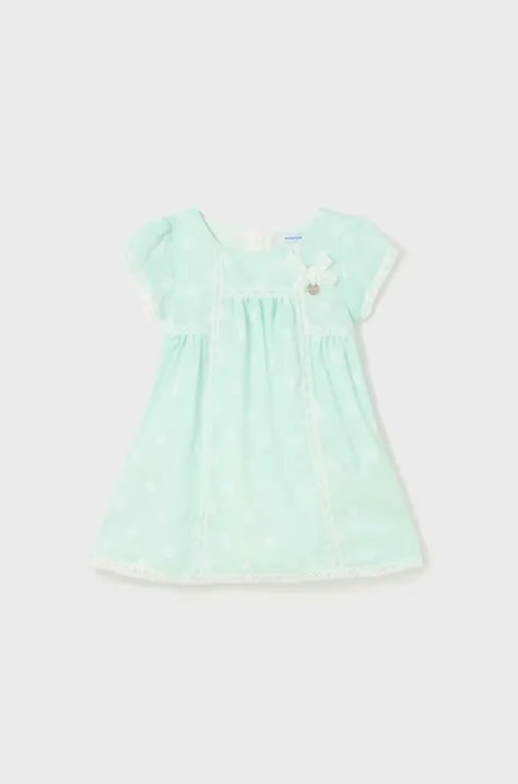 Haljina za bebe Mayoral boja: tirkizna, mini, širi se prema dolje