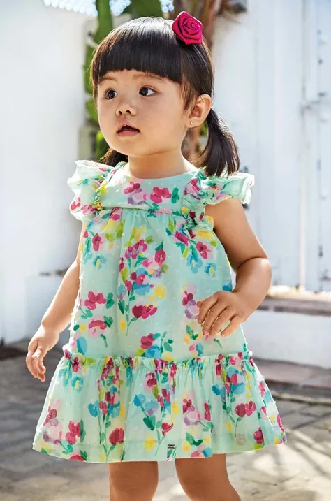 Mayoral sukienka niemowlęca kolor turkusowy mini rozkloszowana