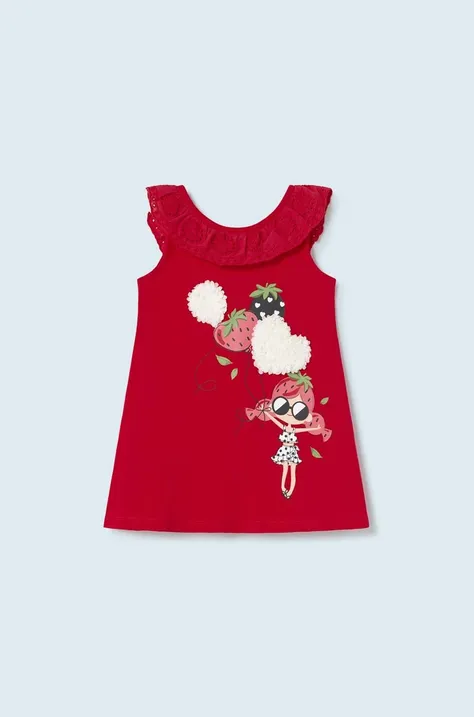 Бебешка рокля Mayoral в червено къс модел със стандартна кройка