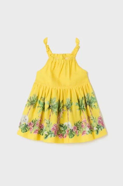 Haljina za bebe Mayoral boja: žuta, mini, širi se prema dolje