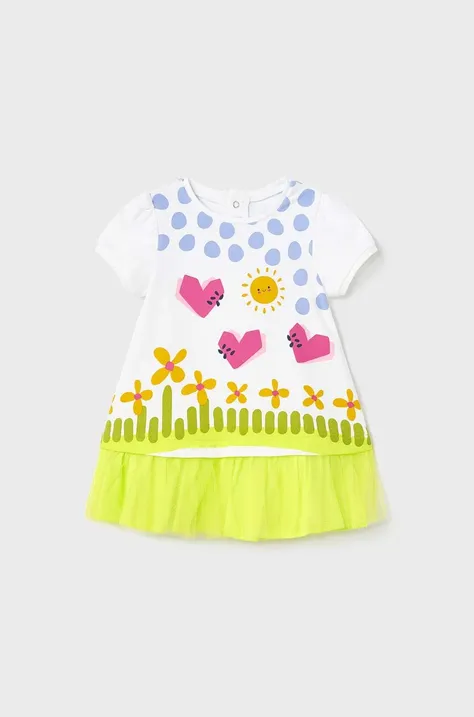 Šaty pre bábätká Mayoral zelená farba, mini, áčkový strih