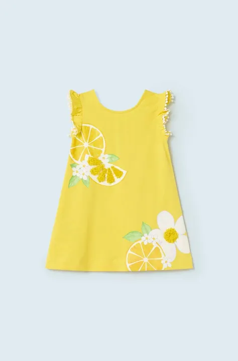 Haljina za bebe Mayoral boja: žuta, mini, ravna