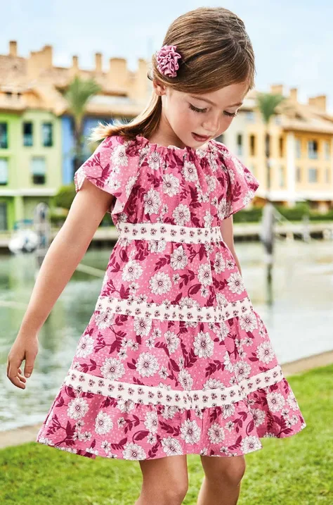 Детское платье Mayoral цвет розовый mini расклешённое