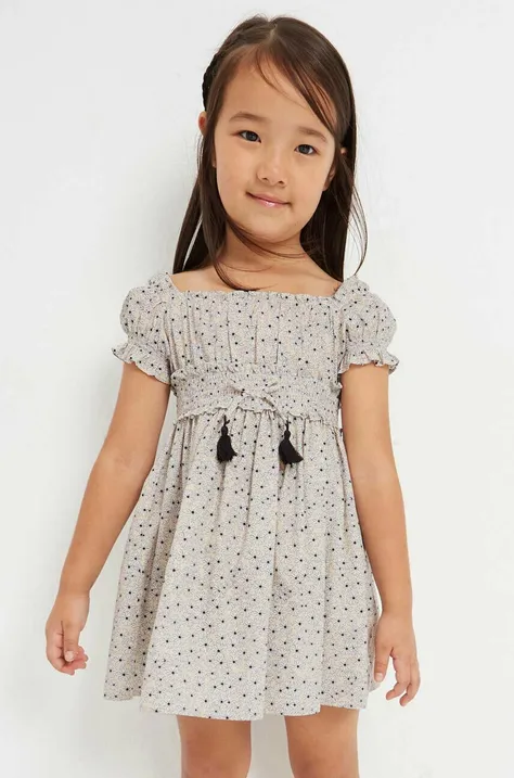 Mayoral sukienka bawełniana dziecięca kolor beżowy mini rozkloszowana