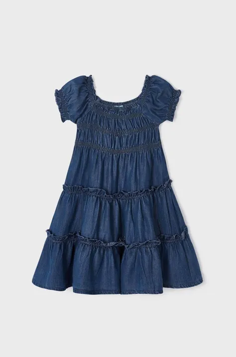 Dječja haljina Mayoral boja: tamno plava, mini, ravna