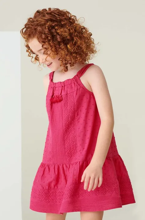 Хлопковое детское платье Mayoral цвет бордовый midi прямое