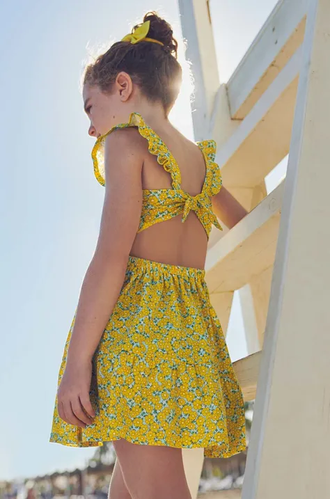 Παιδικό βαμβακερό φόρεμα Mayoral χρώμα: κίτρινο