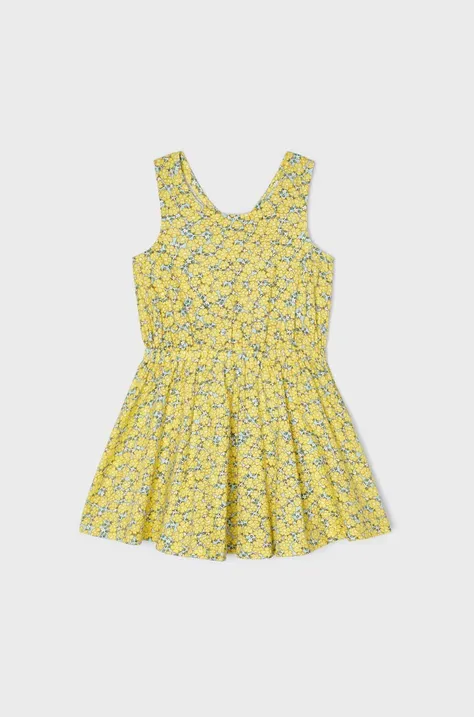 Mayoral sukienka bawełniana dziecięca kolor żółty mini prosta