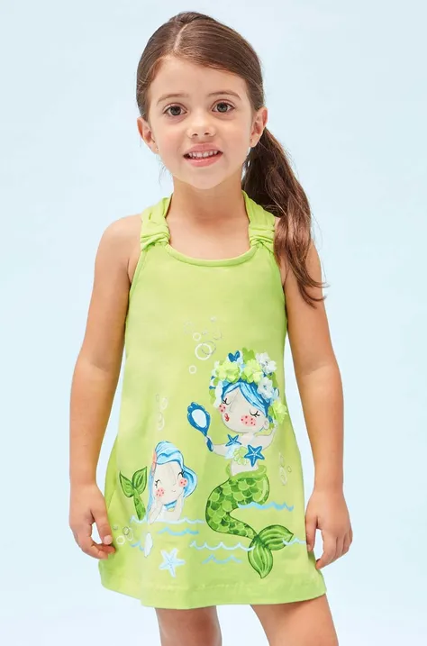Детское платье Mayoral цвет зелёный mini расклешённое