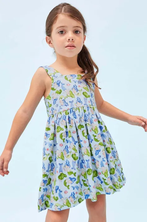 Dječja pamučna haljina Mayoral boja: ljubičasta, mini, širi se prema dolje
