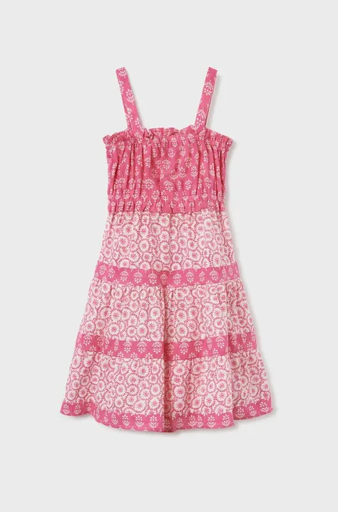 Детское платье Mayoral цвет розовый midi расклешённое