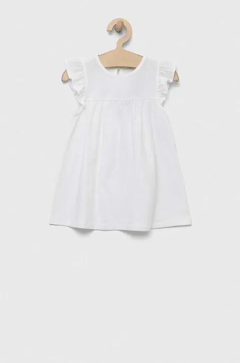 Otroška bombažna obleka United Colors of Benetton bela barva