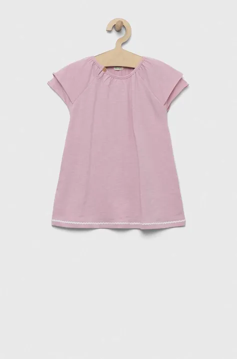 Бебешка рокля United Colors of Benetton в розово къс модел разкроен модел