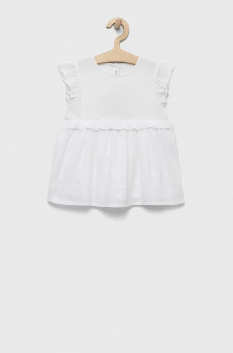 Obleka za dojenčka United Colors of Benetton bela barva
