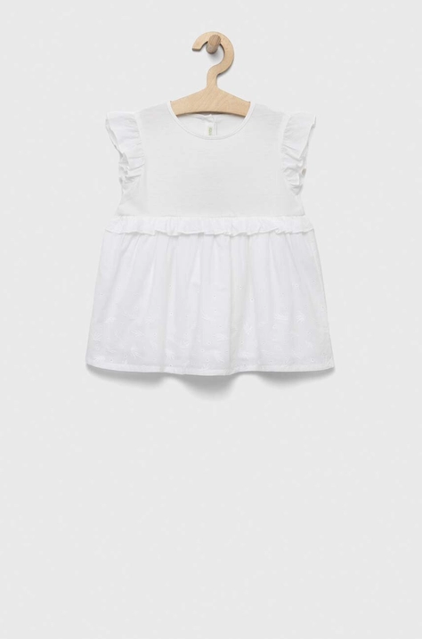 United Colors of Benetton rochie bebe culoarea alb, mini, evazati