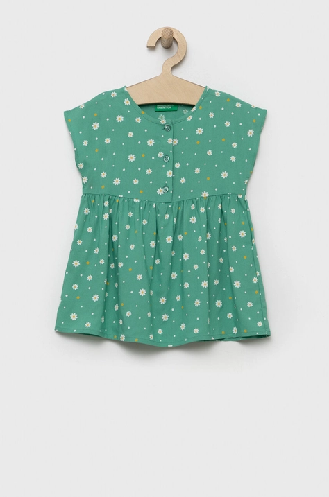 United Colors of Benetton rochie fete culoarea verde, mini, evazati