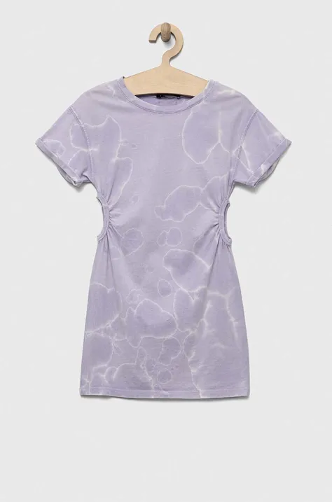 Dievčenské bavlnené šaty Sisley fialová farba, mini, priliehavá
