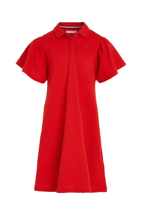 Dječja haljina Tommy Hilfiger boja: crvena, mini, ravna