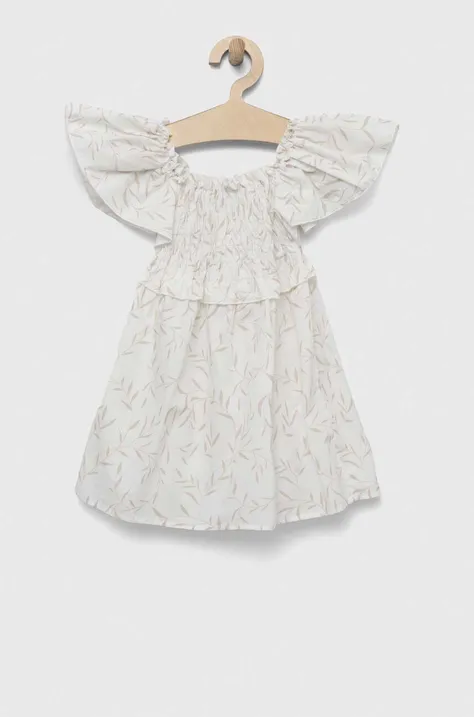 Dječja pamučna haljina Birba&Trybeyond boja: bijela, mini, širi se prema dolje