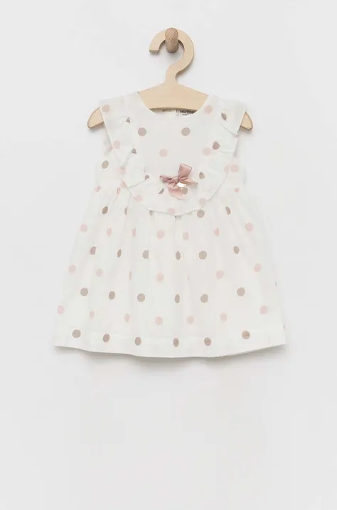 Pamučna haljina za bebe Birba&Trybeyond boja: bijela, mini, širi se prema dolje