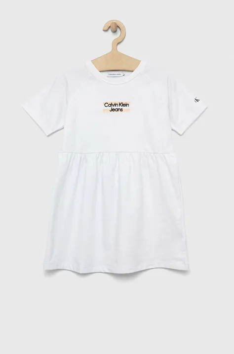 Παιδικό φόρεμα Calvin Klein Jeans χρώμα: άσπρο