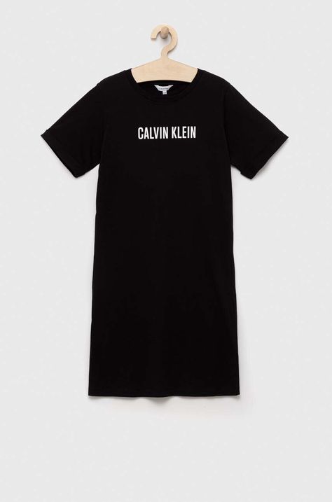 Bombažna obleka za na plažo Calvin Klein Jeans