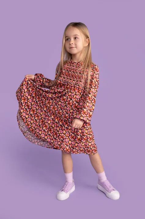 Dječja pamučna haljina Coccodrillo mini, širi se prema dolje