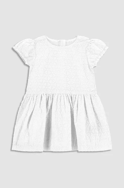 Detské bavlnené šaty Coccodrillo biela farba, mini, áčkový strih