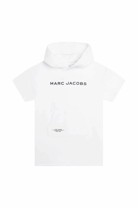 Dječja pamučna haljina Marc Jacobs boja: bijela, mini, ravna