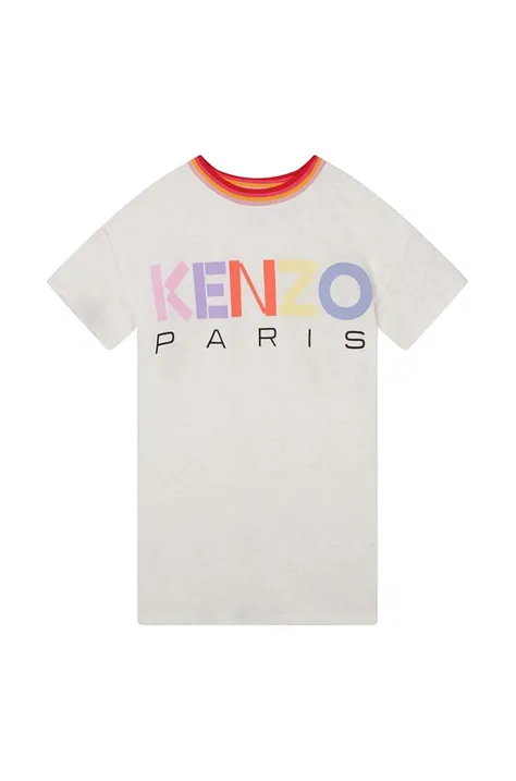 Детска рокля Kenzo Kids в бежово къс модел със стандартна кройка