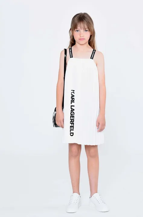Otroška obleka Karl Lagerfeld bela barva
