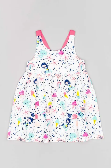 Pamučna haljina za bebe zippy boja: bijela, mini, širi se prema dolje