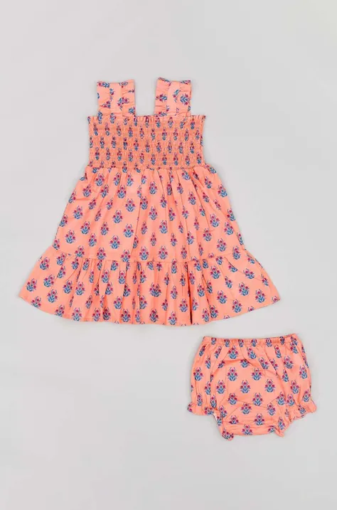 Детское хлопковое платье zippy цвет розовый mini расклешённое