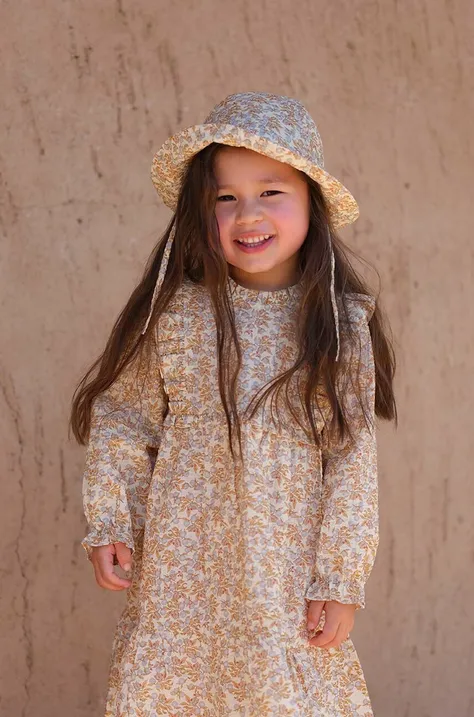 Дитяча бавовняна сукня Konges Sløjd колір бежевий mini розкльошена