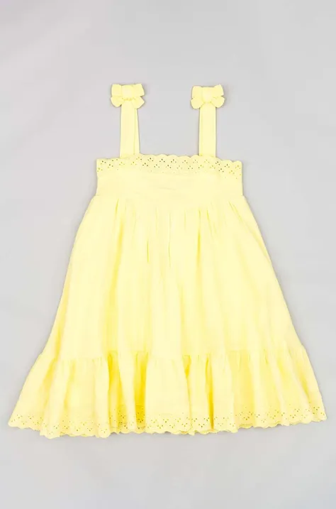 Dívčí šaty zippy žlutá barva, midi, oversize