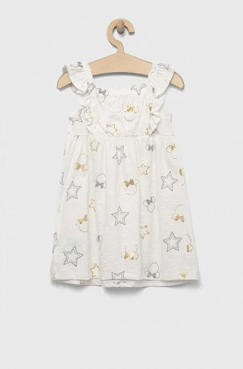 GAP sukienka bawełniana dziecięca x Disney kolor biały mini rozkloszowana