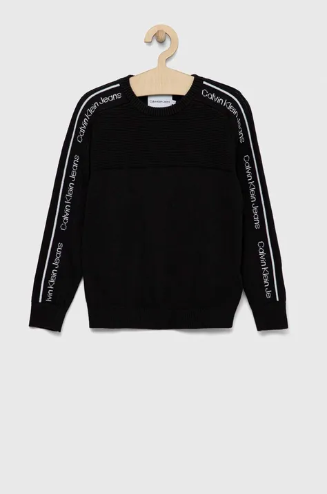 Дитячий бавовняний светер Calvin Klein Jeans колір чорний легкий