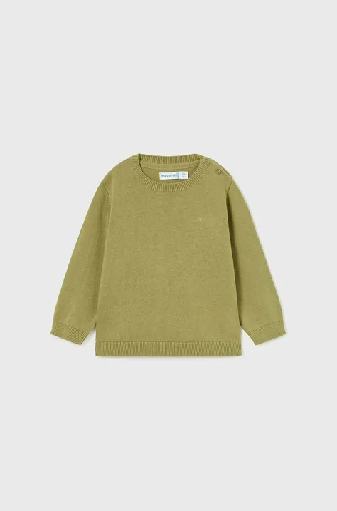 Otroški bombažen pulover Mayoral zelena barva