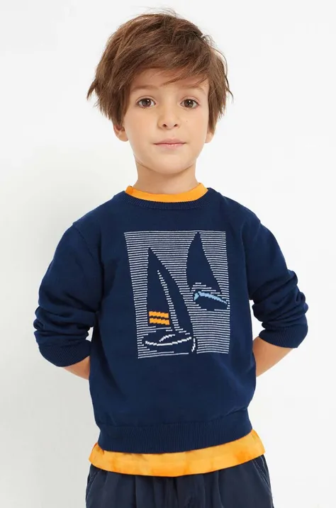 Дитячий бавовняний светр Mayoral колір синій легкий