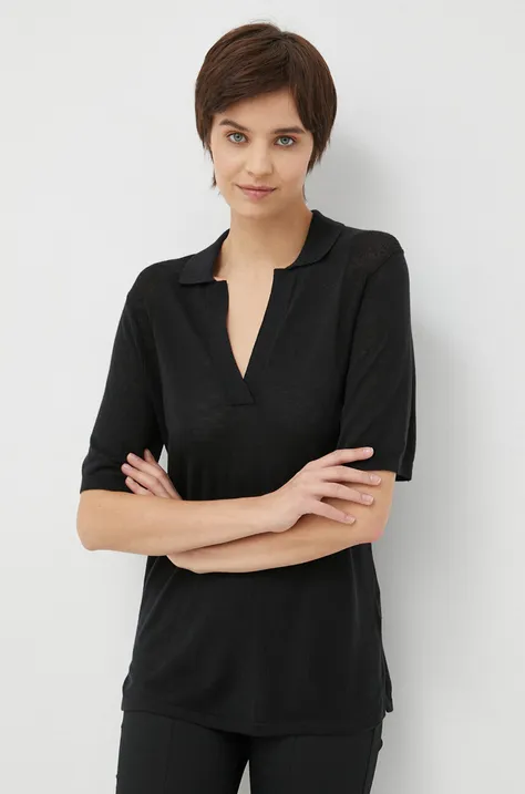 Πουλόβερ με προσθήκη μαλλιού Calvin Klein γυναικεία, χρώμα: μαύρο