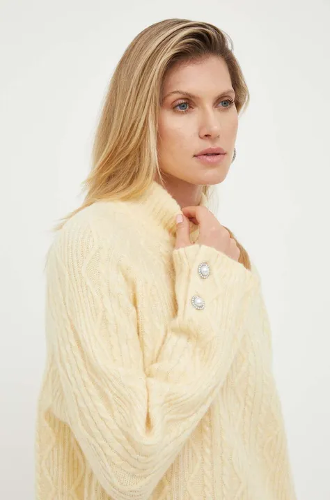 Μάλλινο πουλόβερ Custommade Thilda γυναικείο, χρώμα: κίτρινο